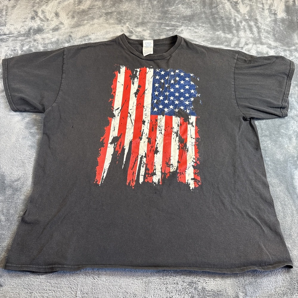 Vintage American Flag Shirt Mens XL Delta Distressed Patriotic Graphic 90s Tee